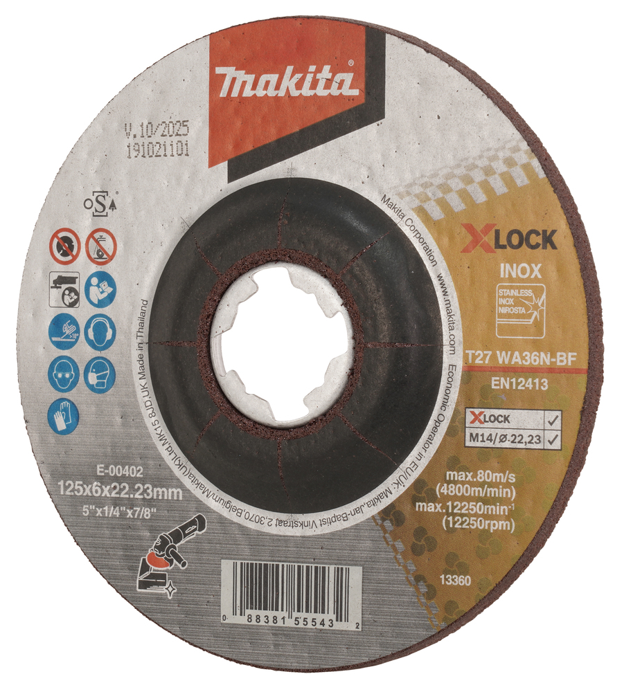 Makita E-00402 Dcgw 5" (125x6x22.23mm) Wa36n-Bf-Xlock