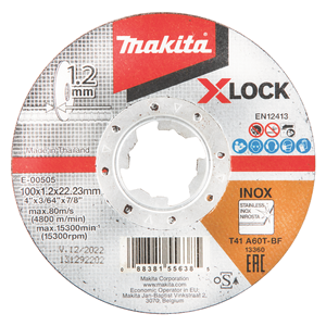 Makita E-00505 Cut Off 4"(100x1.2x22.23mm)a60t-Bf Xlock