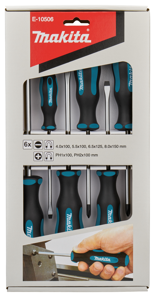Makita E-10506 Screw Driver 6pcs Sl4.0,5.5,6.5,8,ph1,2 - photo 3