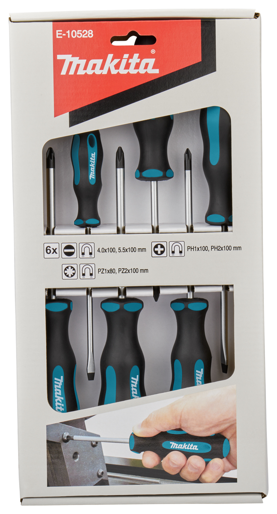 Makita E-10528 Screw Driver 6pcs Sl4.0,5.5,ph1,2,pz1,2 - photo 2
