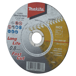 Makita E-22931 Cut-Off Wheel Ss Flat 100x0.8x16 Z60v - photo 2