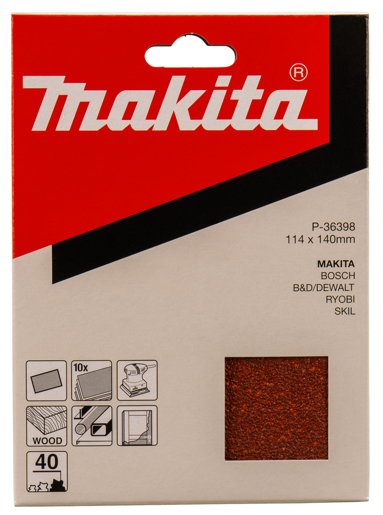 Makita P-36398 Abrasive Paper 1/4 40g (10pc/Set) - photo 2