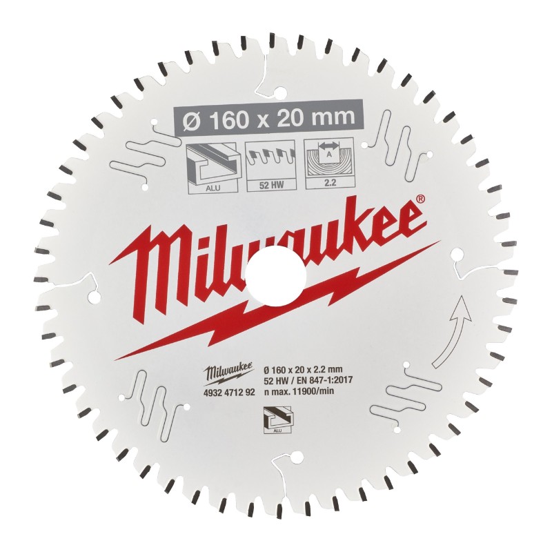 Milwaukee 4932471292 Circular Saw Blades for Hand Held Circular Saws – CSB P Alu 160 x 20 x 2.2 x 52TF - photo 2