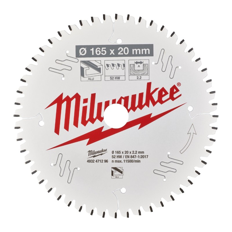 Milwaukee 4932471296 Circular Saw Blades for Hand Held Circular Saws – CSB P Alu165 x 20 x 2.2 x 52TF neg. - photo 2