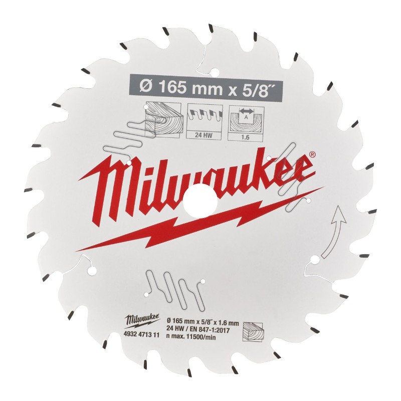 Milwaukee 4932471311 Circular Saw Blades for Hand Held Circular Saws – CSB P W 165 x 15.87 x 1.6 x 24ATB - photo 2