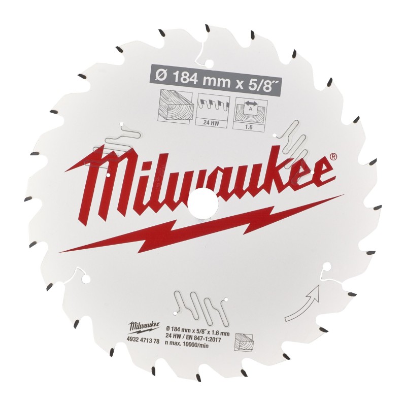 Milwaukee 4932471378 Circular Saw Blades for Hand Held Circular Saws – CSB P W 184 x 5/8 x 1.6 x 24ATB - photo 2