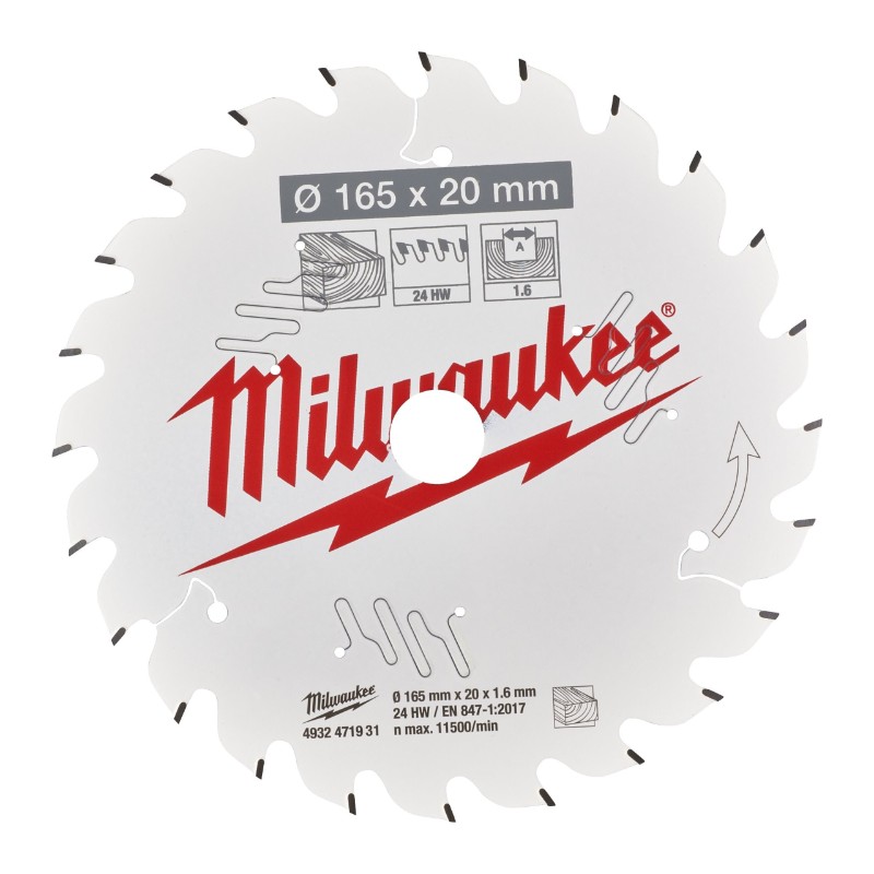 Milwaukee 4932471931 Circular Saw Blades for Hand Held Circular Saws – CSB P W 165 x 20 x 1.6 x 24ATB - photo 2
