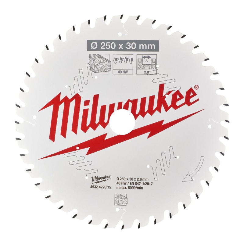 Milwaukee 4932472015 Circular Saw Blades for Mitre Saws – CSB MS W 250x30x2.8x40ATB - photo 2