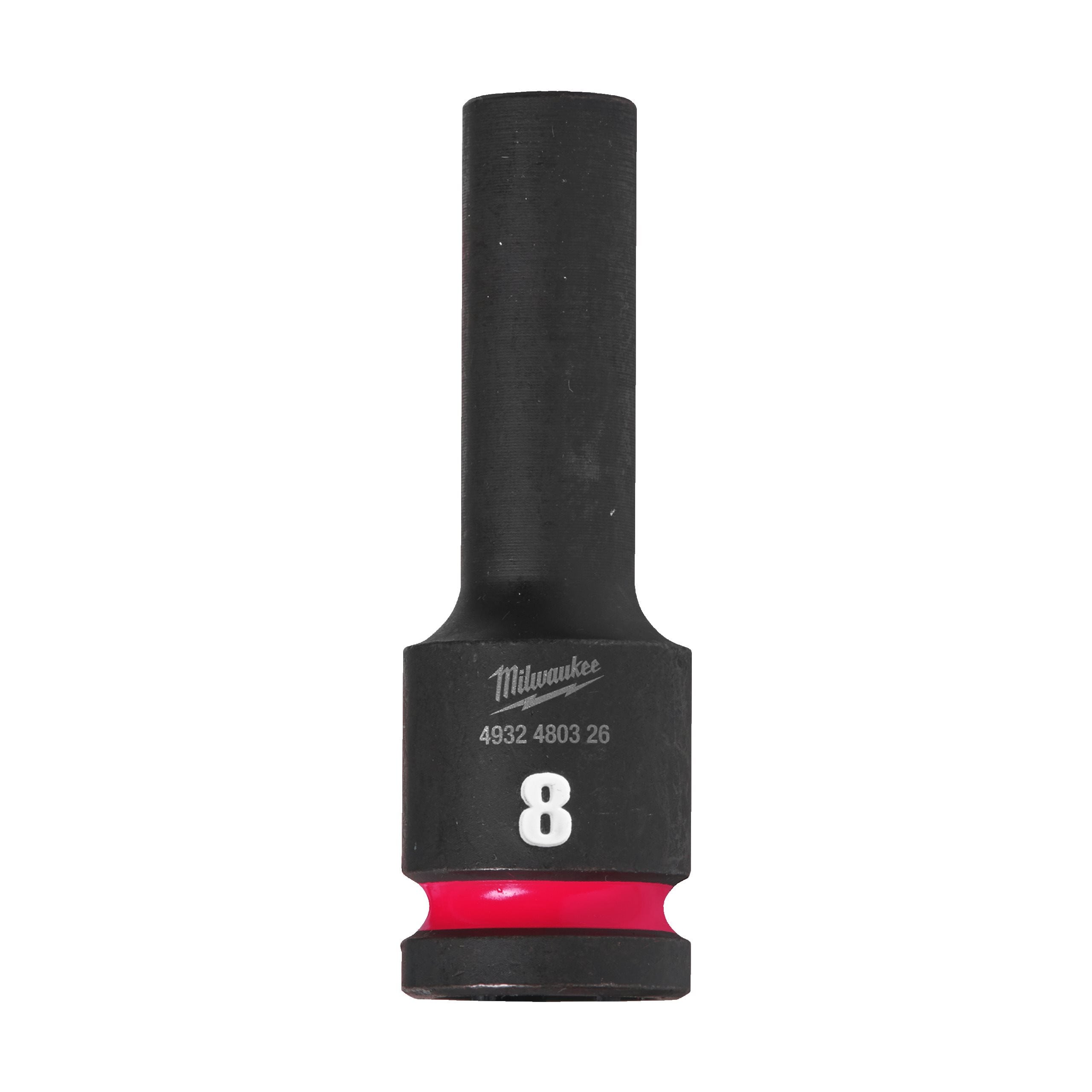 Milwaukee 4932480326 Shockwave 1/2" Square Long Socket 8 Mm