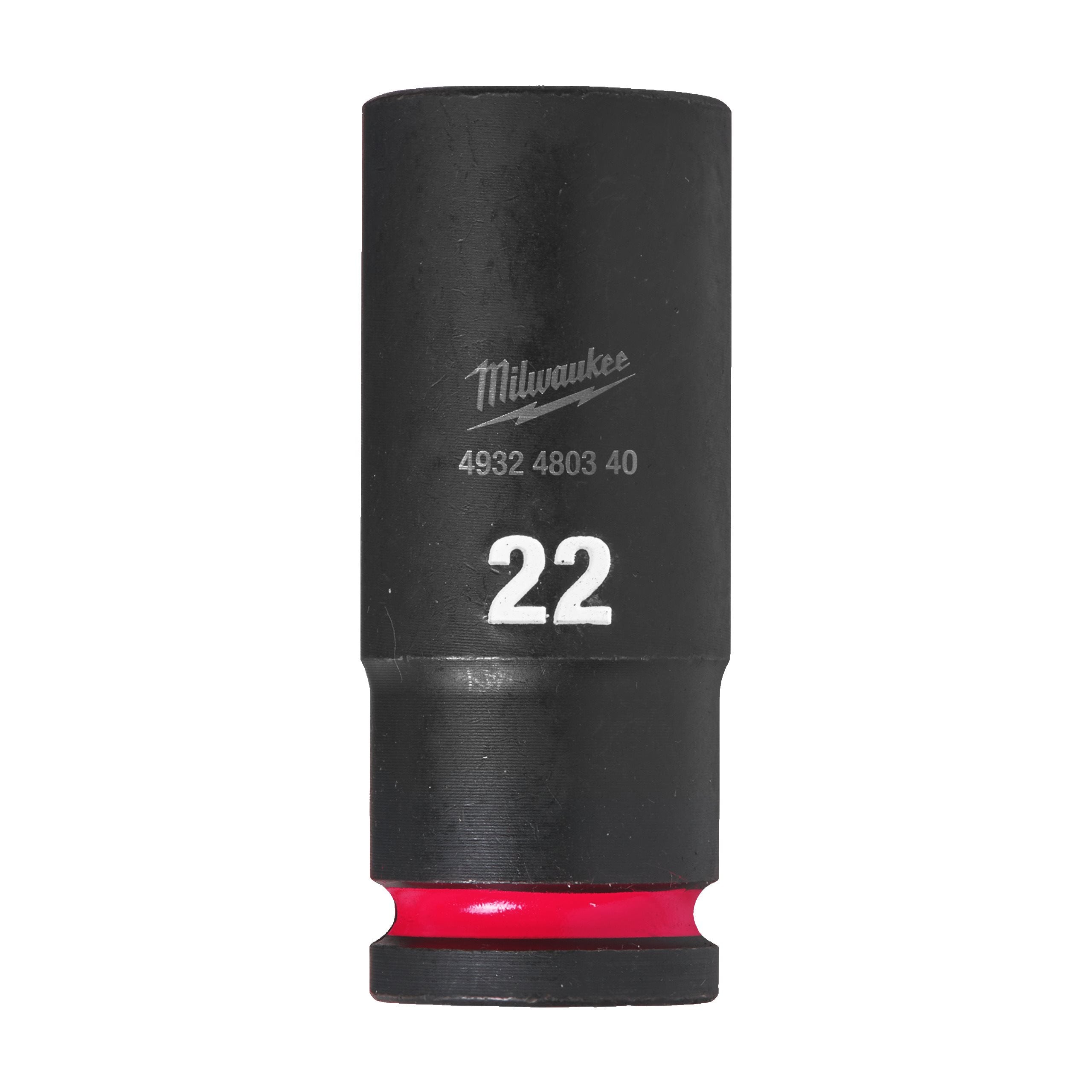 Milwaukee 4932480340 Shockwave 1/2" Square Long Socket 22 Mm