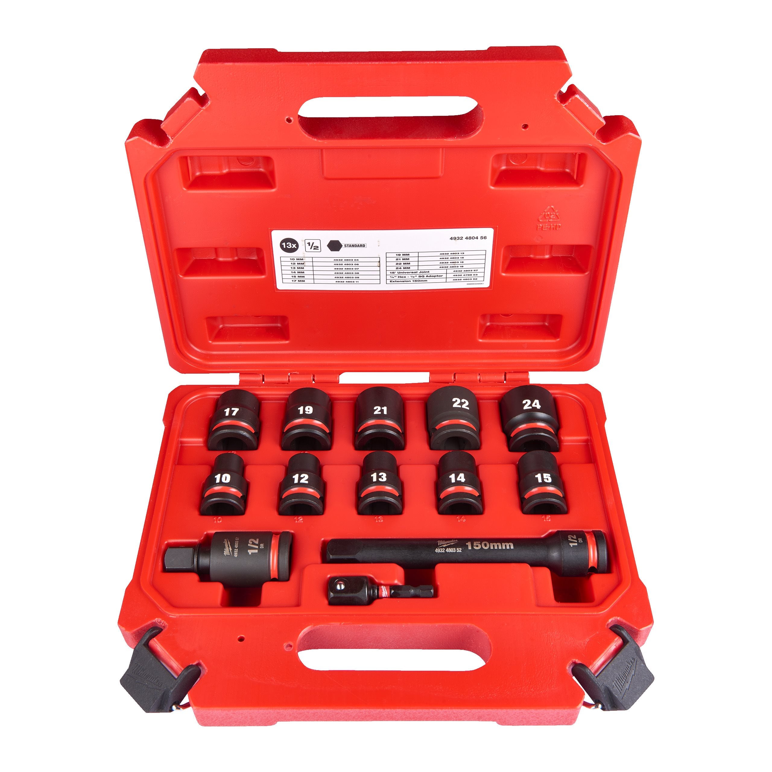 Milwaukee 4932480456 Shockwave 1/2" Square Short Sockets Set 13pcs