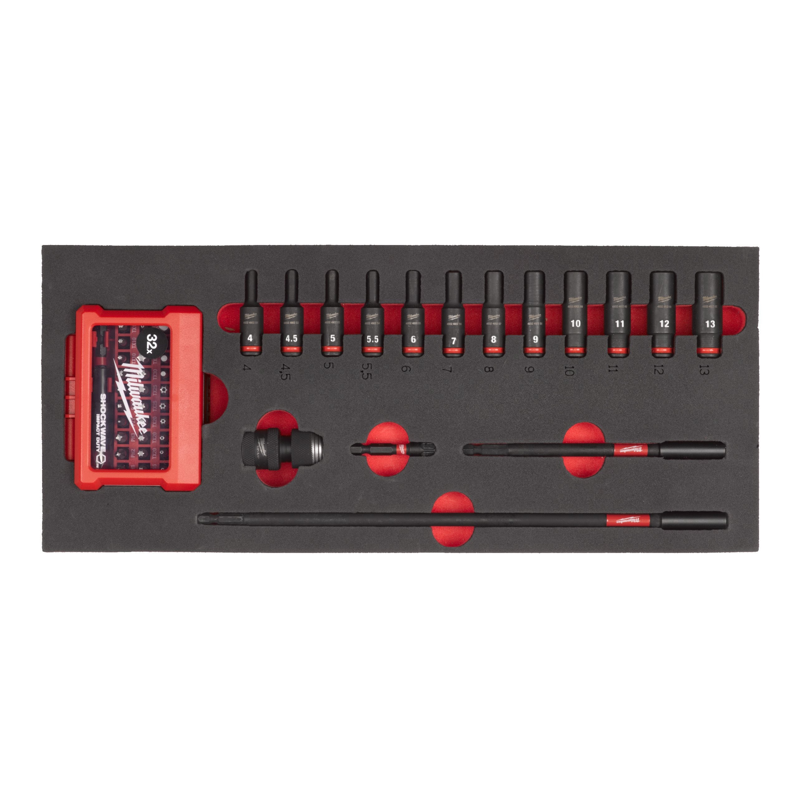Milwaukee 4932493386 1/4" Sockets Deep Foam Set 1 (17pc)