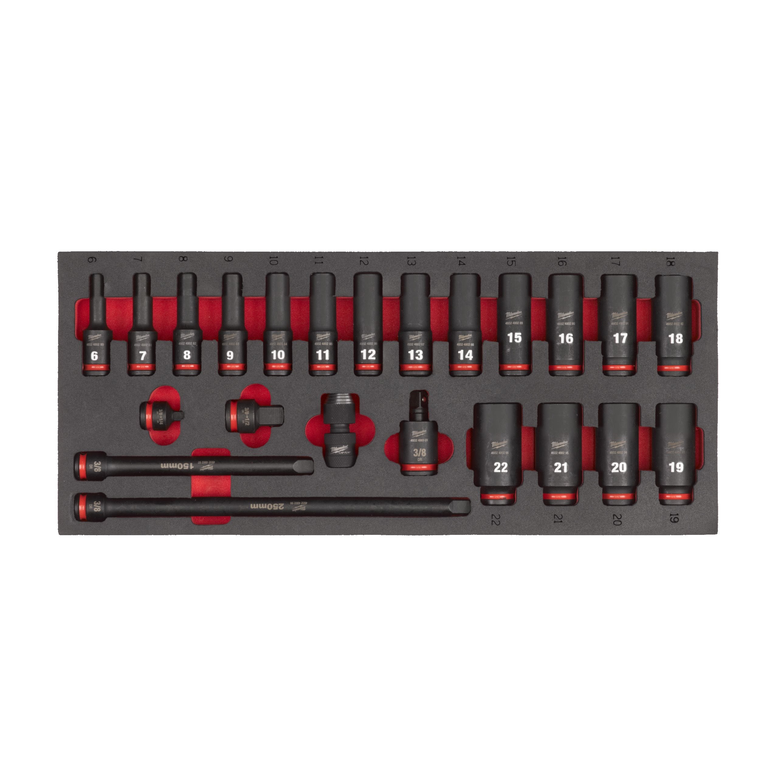 Milwaukee 4932493390 3/8" Sockets Deep Foam Set 1 (23pc)