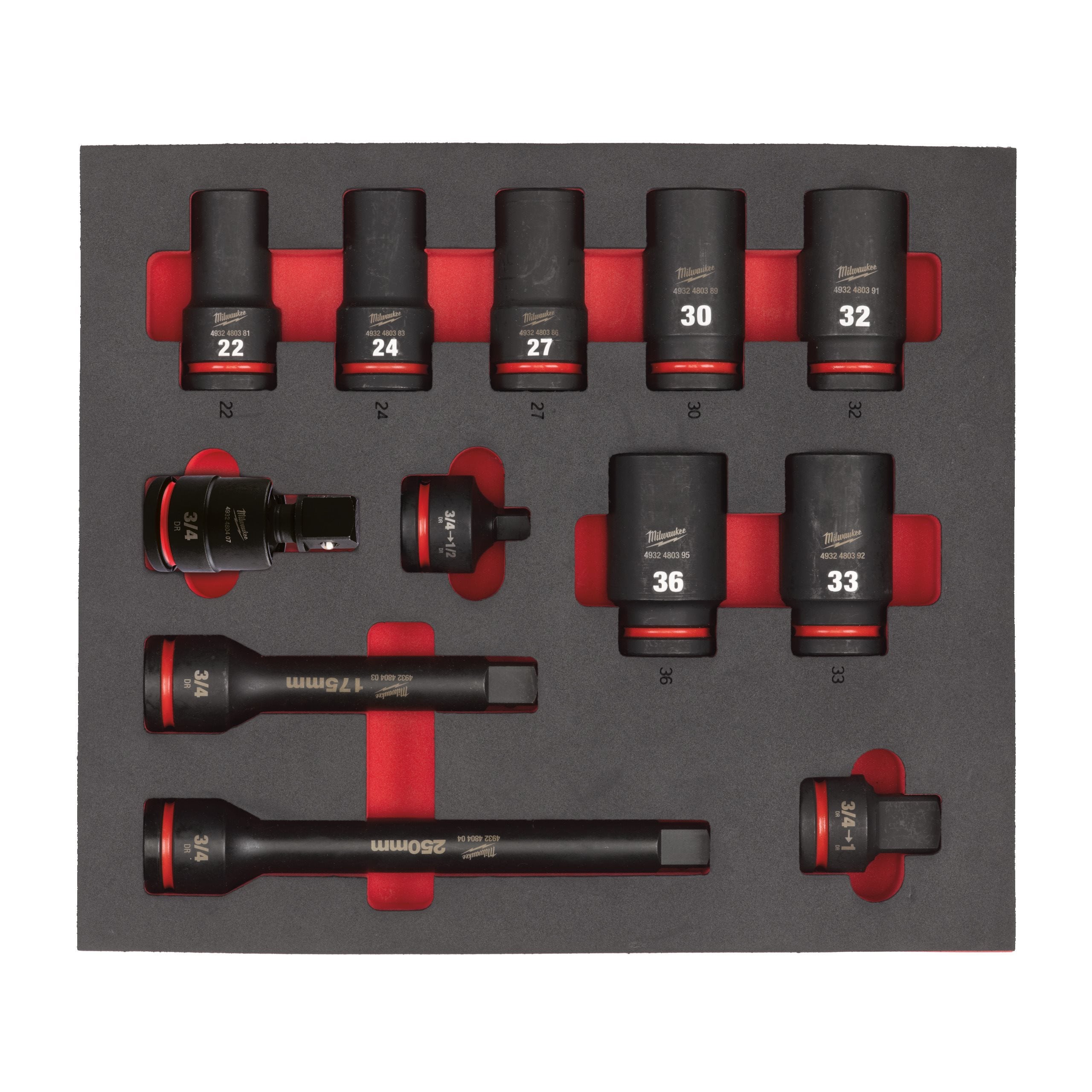 Milwaukee 4932493398 3/4" Sockets Deep Foam Set 1 (12pc) - photo 2