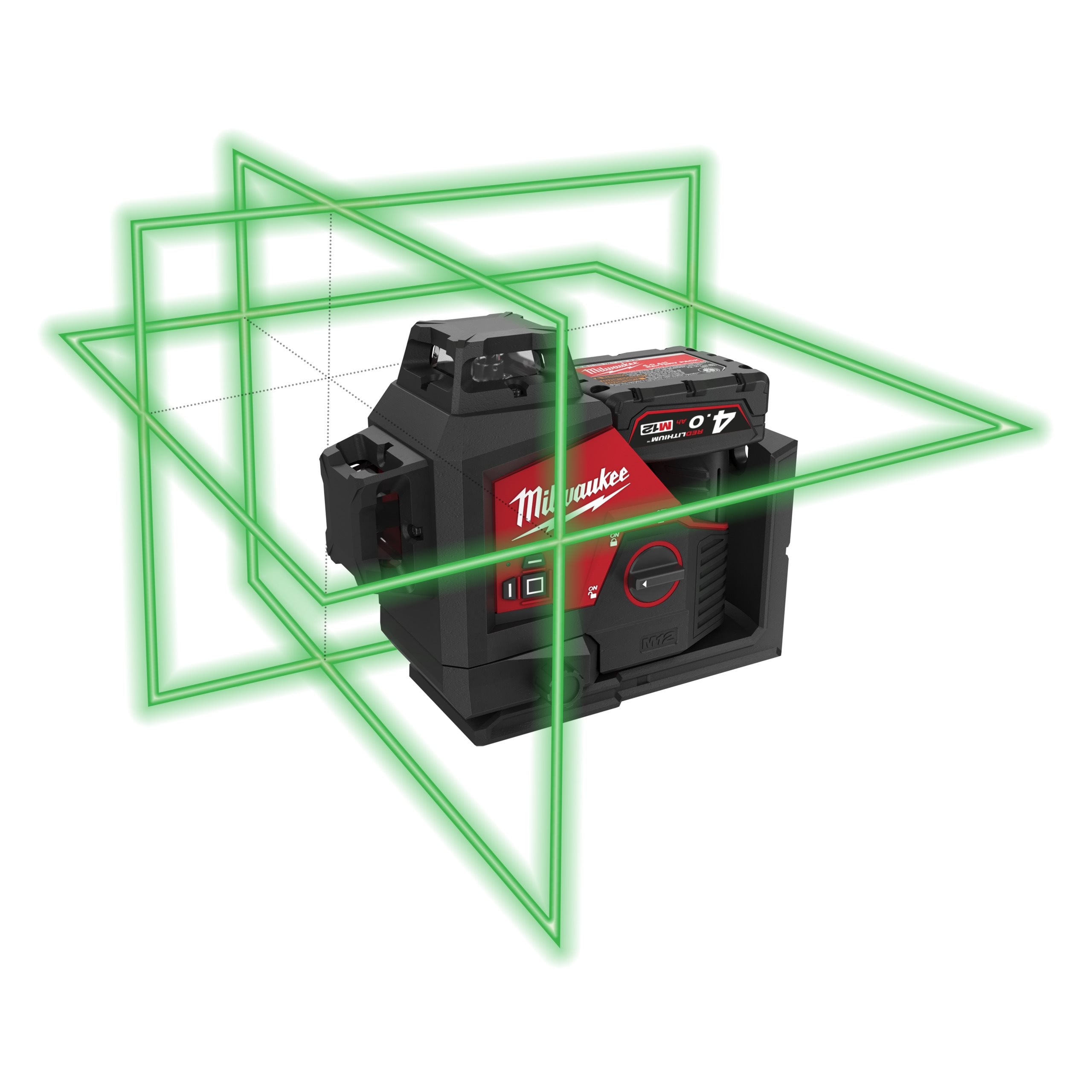 Milwaukee M123PL-401C M12 3 Plane Laser, 1x 4Ah Battery + Charger. In Kit Box - photo 3