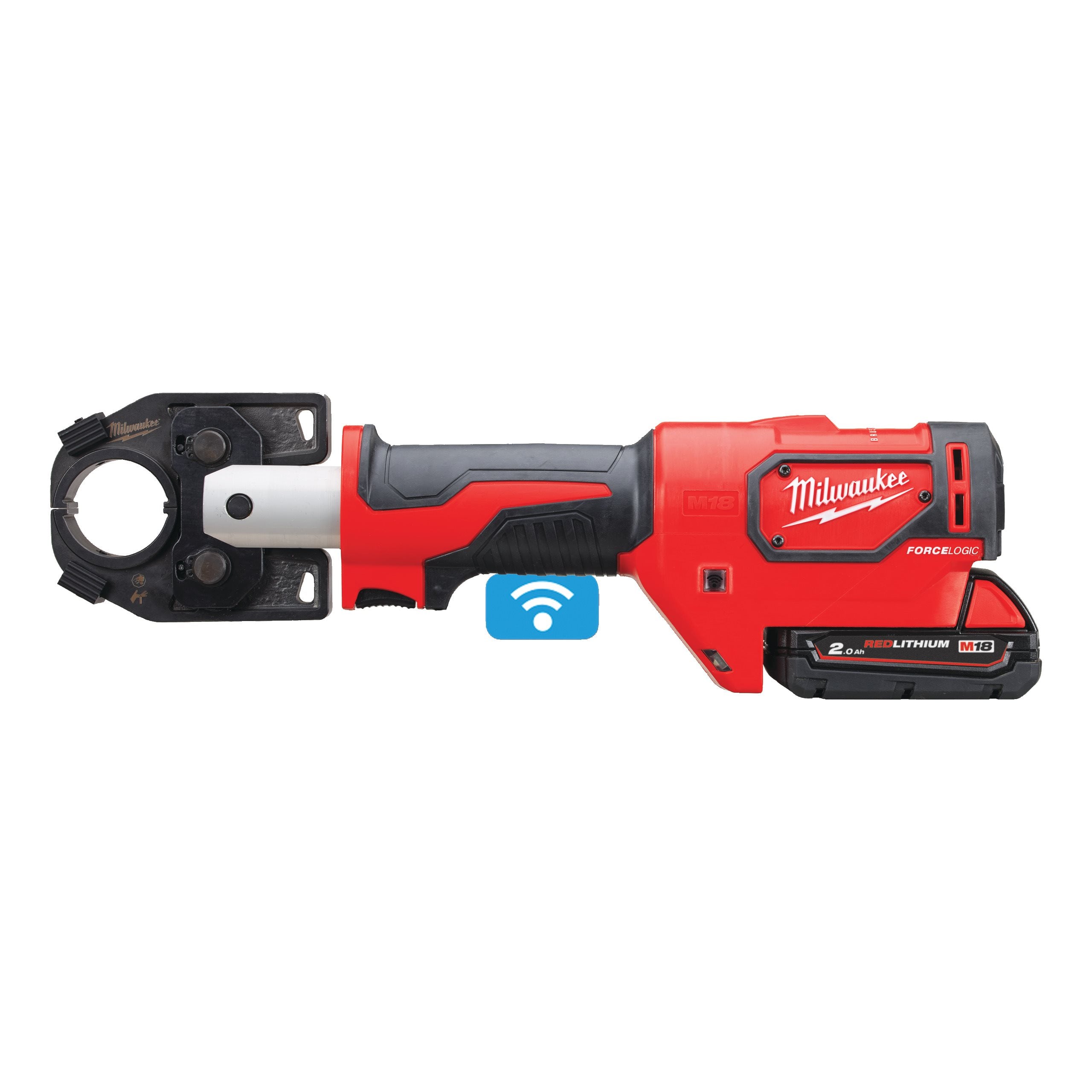 Milwaukee M18 HCCT-201C Cordless Hydraulic Crimper Combo Kit with Extra Battery, Cable Cutting Jaw & 15 pc Crimp Die Set