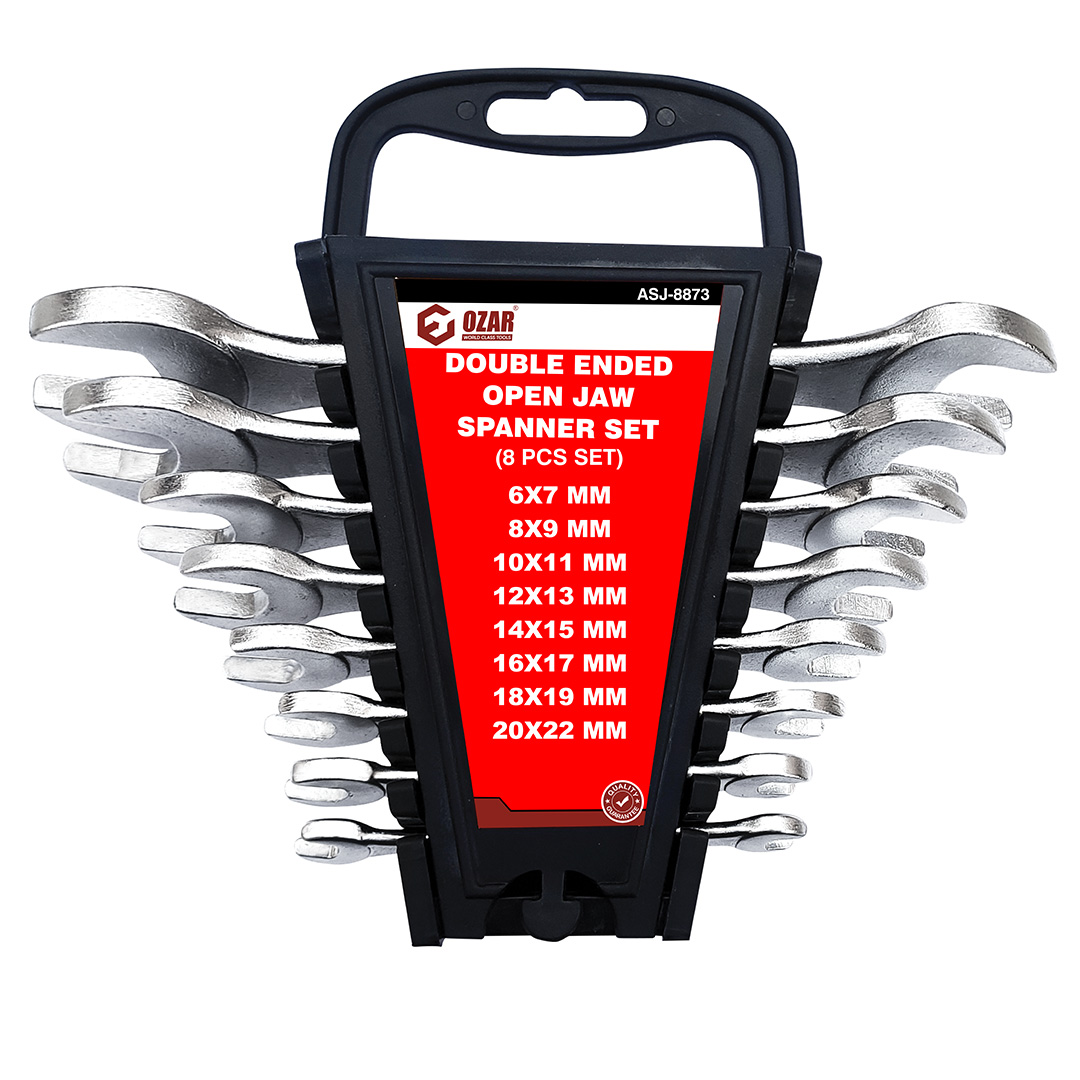OZAR Double Ended Open Jaw Spanner Set of 6 Pcs (6-17 mm), Tray Packing - Pack of 6