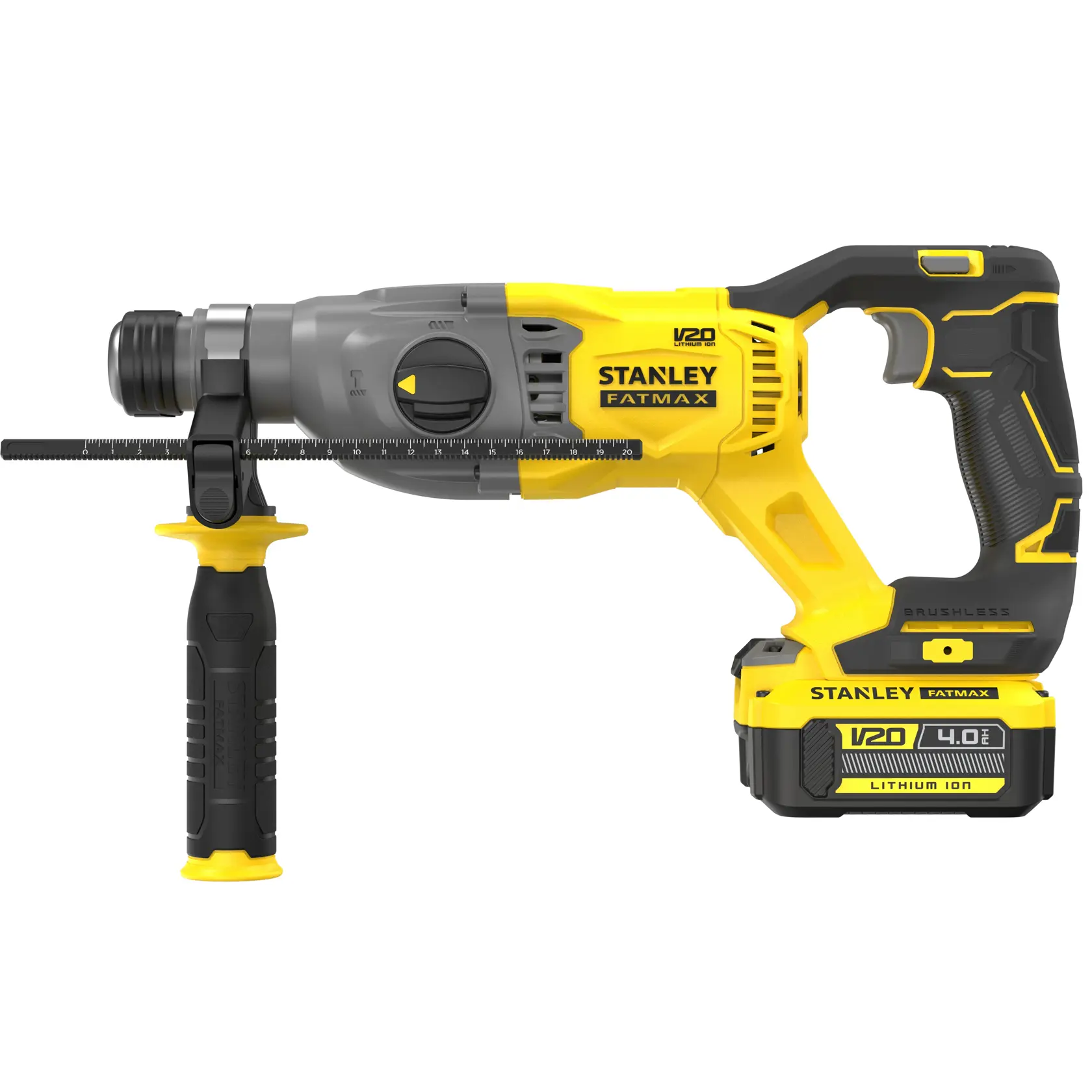 STANLEY FATMAX SBH900M2K-B1 20V 4.0Ah 20 mm Cordless Brushless Rotary Hammer With 2x4.0Ah Li-ion Batteries & 1pc Charger - photo 2