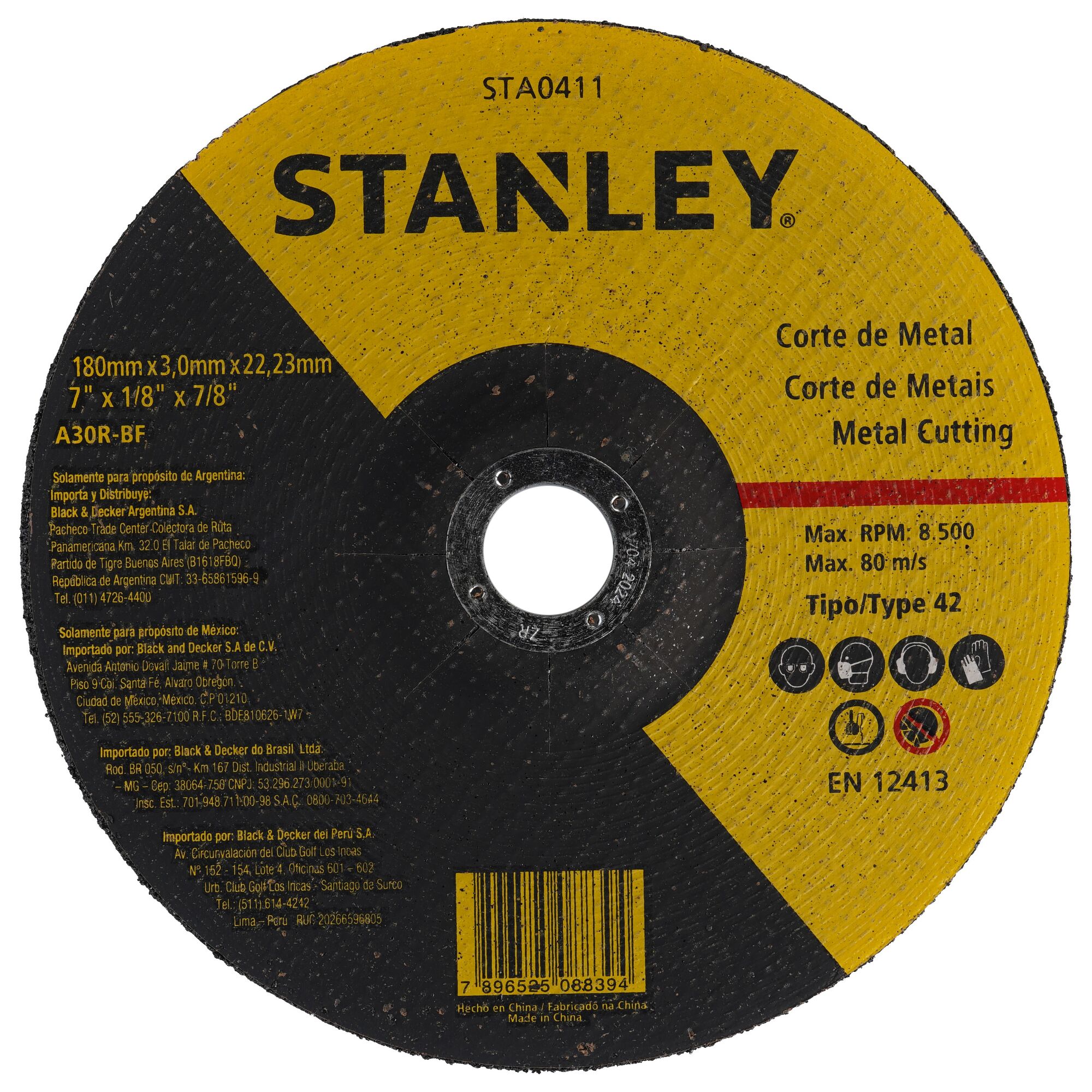 Stanley STA0411-IN Cut-Off Wheel 180x3.0x22mm (Max 8500 Rpm)