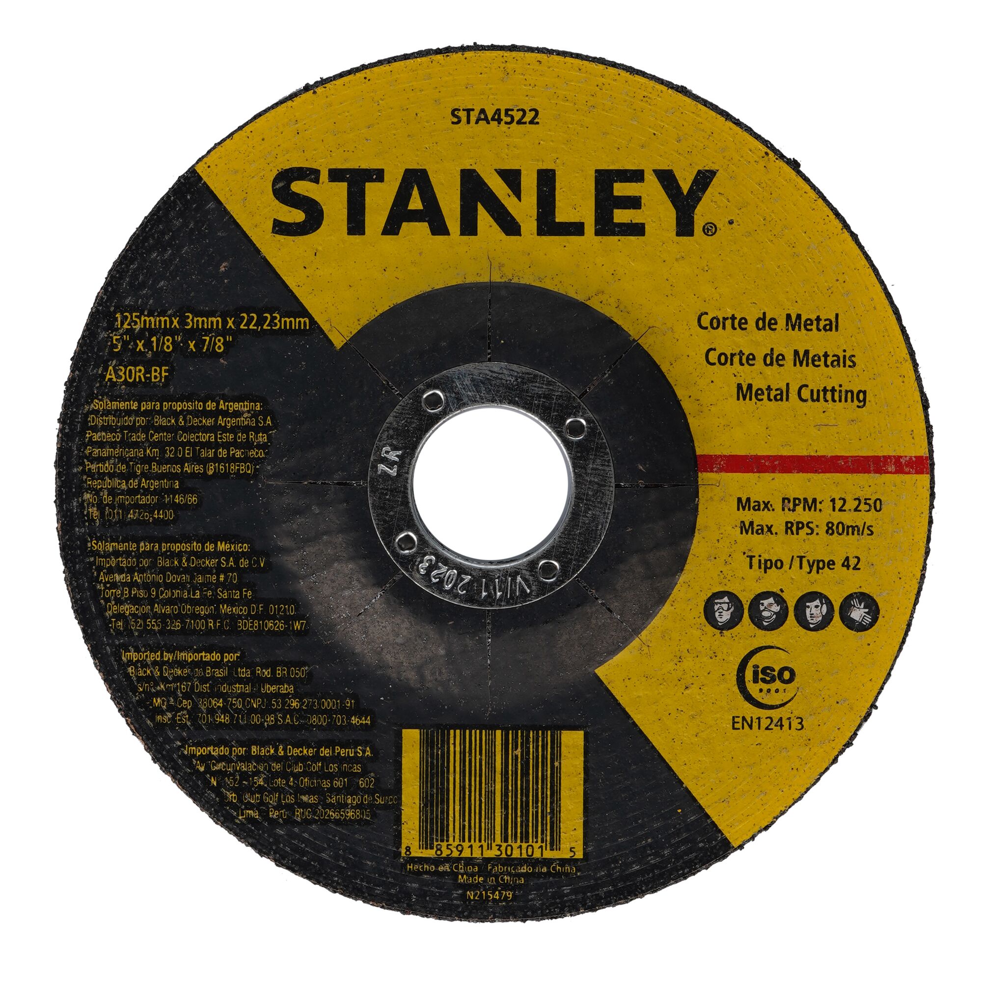 Stanley STA4522-IN Cut-Off Wheel 125x3x22mm (Max 12200 Rpm)
