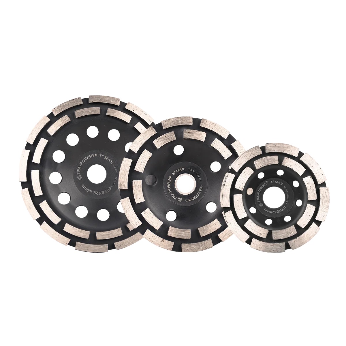 Xtra Power 4" Double Row Cup Wheel Rim / SEG Diamond Saw Blade
