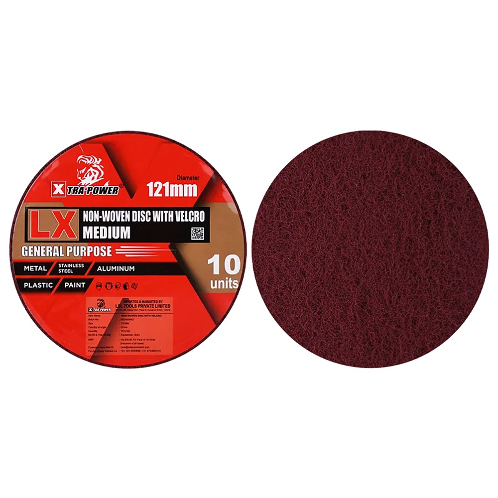 Xtra Power NON-WOVEN Disc 5" with Velcro - 5" Red LX